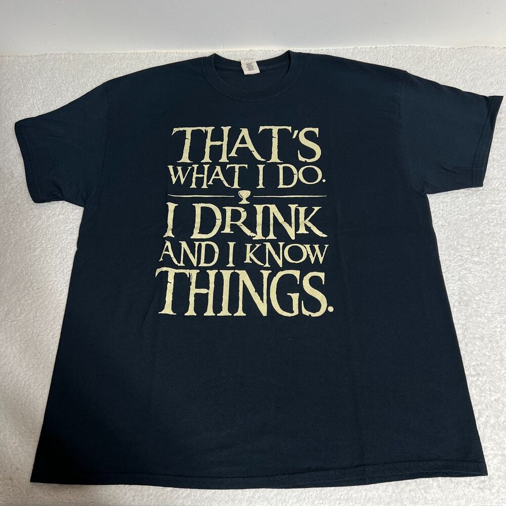Gildan Men Graphic T-Shirt Game Of Thrones I Drink & I Know Things Black, Sz XL